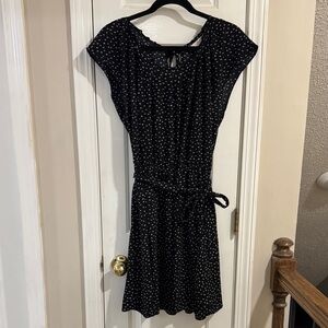 LC Lauren Conrad Black Mini Dress with Cream Dots